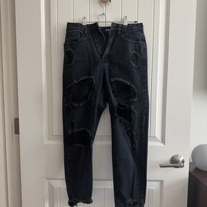 Missguided Charcoal Distressed Men's Jeans